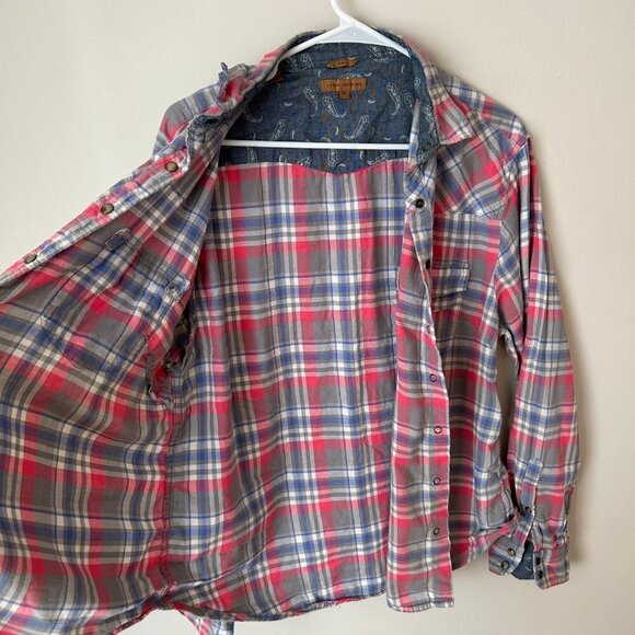 Jachs Girlfriend Gray Pink Button Down Long Sleeve Plaid Flannel Women’s XL - Picture 6 of 7
